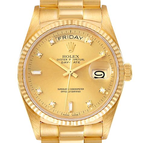 Rolex yellow gold date watch